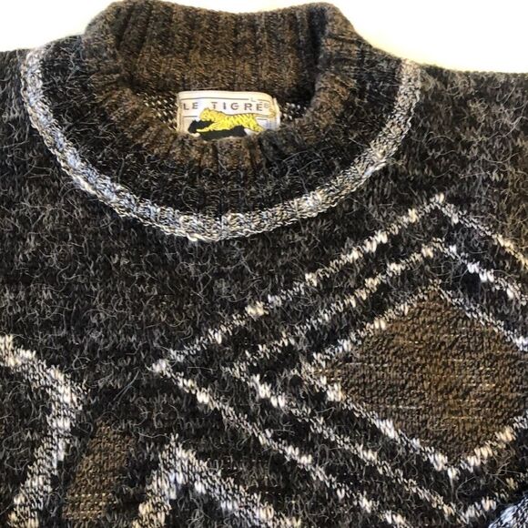 Vintage Le Tigre Diamond Ripple Knit Sweater Sz. L - Picture 1 of 6